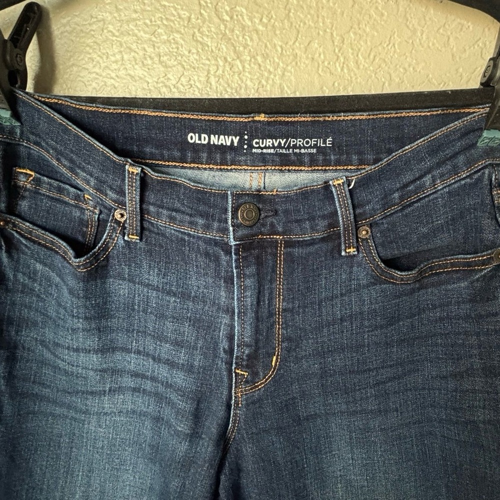 Old Navy Curvy Profile 8S Mid Rise Straight Leg Jeans Dark Wash - Picture 9 of 11